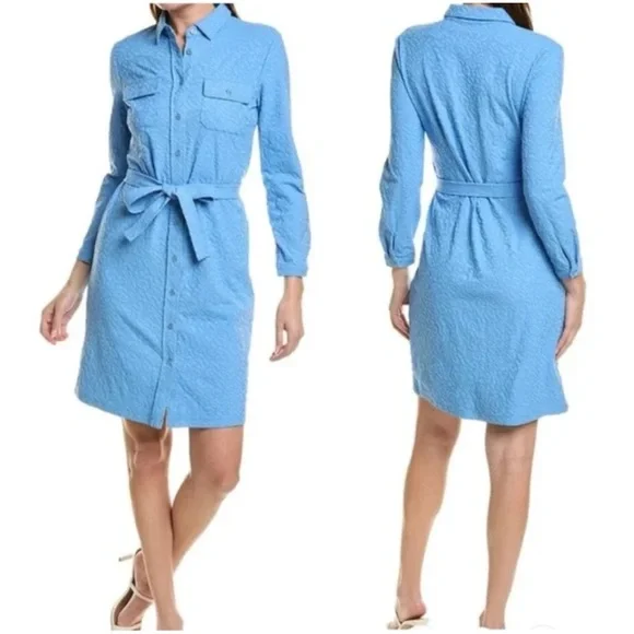 J. McLaughlin Bay Blue Leopard Print Haarlem Dress M - Picture 1 of 4